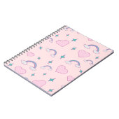 Carnet Cute Pastel Hearts & Rainbow Pattern | Kawaii Pink (Côté gauche)