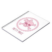Carnet Cute Pastel Pink Skull with Bow and Crossbones Des (Côté gauche)