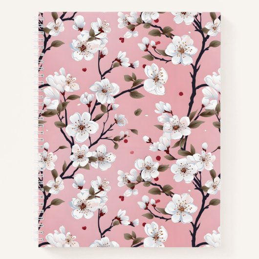 Carnet Cute Pastel Pink White Sakura Tree Branch Asian (Devant)