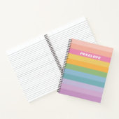 Carnet Cute Pastel Rainbow Stripes Nom personnalisé (Intérieur)