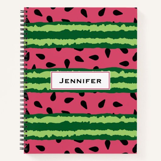 Carnet Cute pastèque Motif rose et vert (Devant)