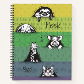 Carnet Cute Peeking Animaux Pastel Striped (Devant)