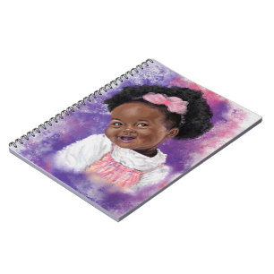 Carnet Cute Petite Fille Avec Ruban Rose - Aquarelle