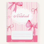 Carnet Cute Pink Bow Spiral Notebook | Coquette School (Devant)