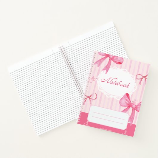 Carnet Cute Pink Bow Spiral Notebook | Coquette School (Intérieur)
