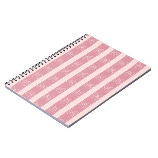 Carnet Cute Pink Bow Stripe Pattern – Girly Aesthetic (Côté gauche)