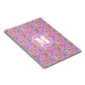 Carnet Cute Pink Floral Sloth Pattern Personalized (Côté Droit)