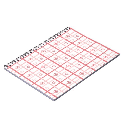 Carnet Cute Pink Heart Grid Pattern (Côté gauche)