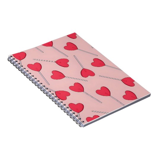 Carnet Cute Pink Heart Lollipops Seamless Pattern (Côté Droit)