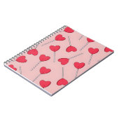 Carnet Cute Pink Heart Lollipops Seamless Pattern (Côté gauche)
