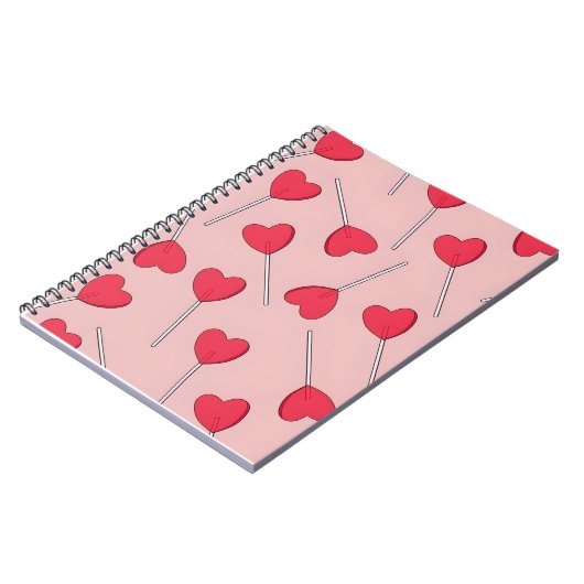 Carnet Cute Pink Heart Lollipops Seamless Pattern (Côté gauche)
