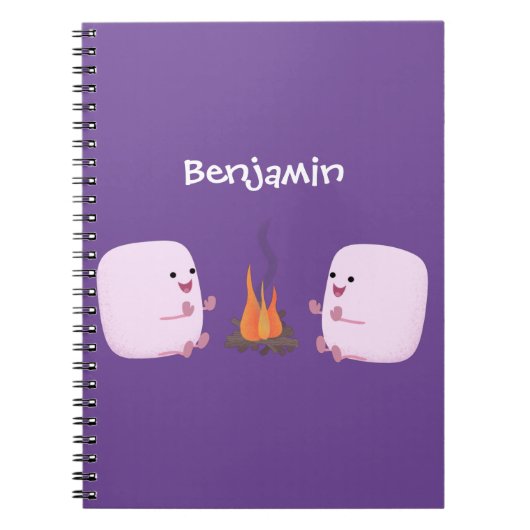 Carnet Cute pink marshmallows by camp fire cartoon (Devant)