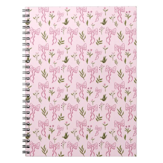 Carnet Cute Pink Ribbon Floral Seamless Pattern (Devant)