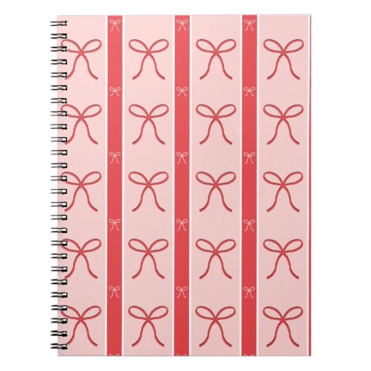 Carnet Cute Pink Ribbon Striped Pattern (Devant)