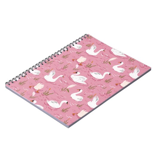 Carnet Cute Pink Swan Seamless Pattern (Côté gauche)