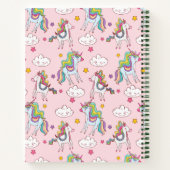 Carnet Cute Pink Unicorn Rainbow Sketchbook Votre nom (Dos)
