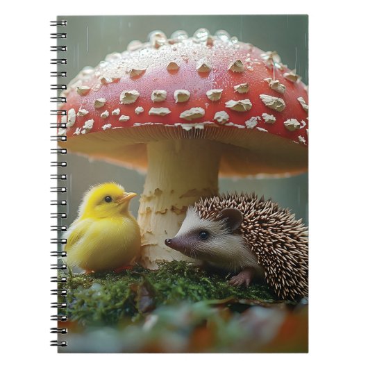 Carnet Cute poussette et hérisson se cachant sous un cham (Devant)