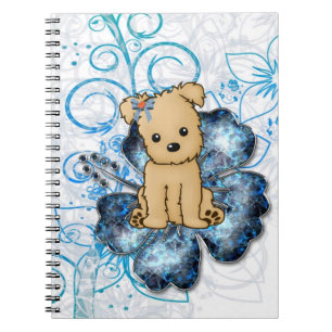 Carnet Cute Puppy Blue Floral Design