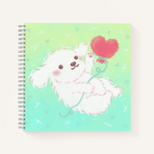 Carnet Cute Puppy with Heart Balloon (Devant)