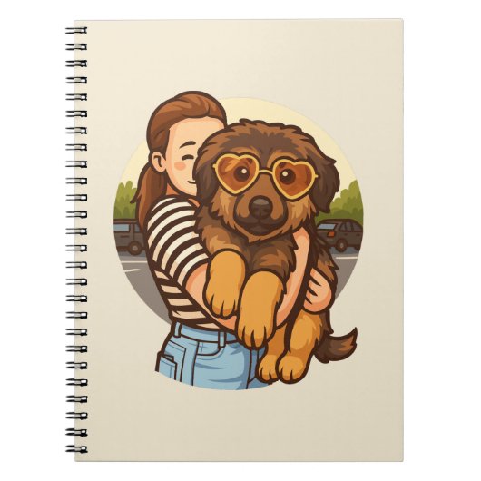 Carnet Cute Puppy with Heart Sunglasses (Devant)