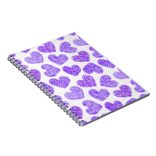 Carnet Cute Purple Doodled Heart Valentine's Day Motif (Côté Droit)