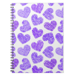 Carnet Cute Purple Doodled Heart Valentine's Day Motif