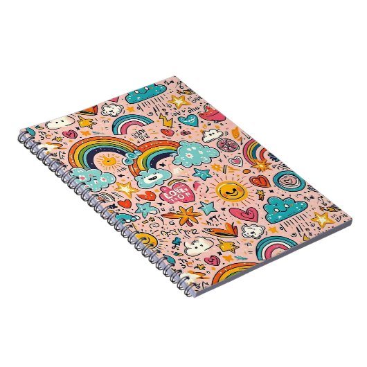 Carnet Cute Rainbow Doodle Pattern (Côté Droit)