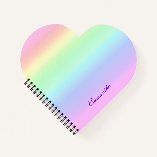 Carnet Cute Rainbow Gradient Heart Nom personnalisé (Devant)