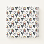 Carnet Cute Rainbow Hearts Boho Motif Monogramme initial (Dos)