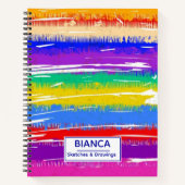 Carnet Cute rainbow stripes colorful (Devant)