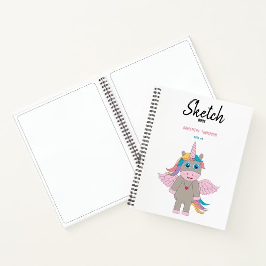 Carnet Cute Rainbow Unicorn Design Girl Sketchbook (Intérieur)