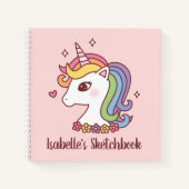 Carnet Cute Rainbow Unicorn Doodle Girls Sketchbook (Devant)
