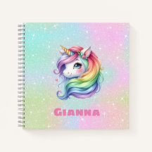Cute Rainbow Unicorn Nom personnalisé