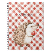 Carnet Cute Red White Plaid Stripes Hedgehogs (Devant)