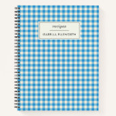Carnet Cute Retro Bleu En vichy Plaid Recette personnalis (Devant)