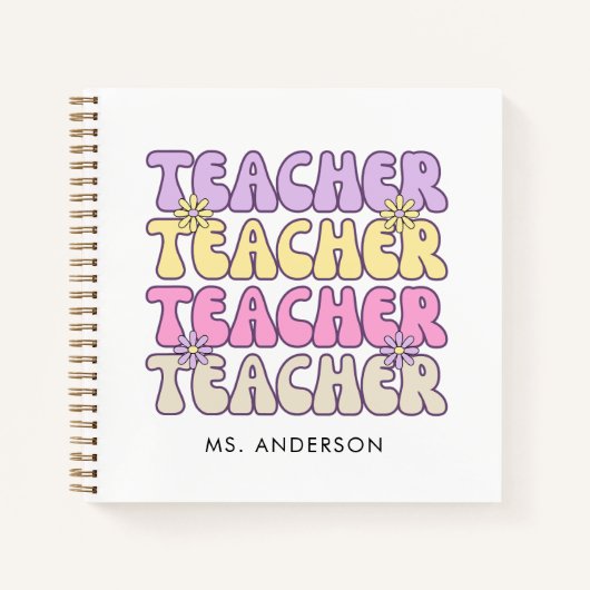 Carnet Cute Retro Bold Enseignant Super (Devant)