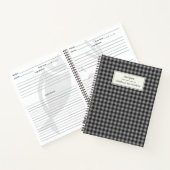 Carnet Cute Retro Grey En vichy Plaid Recette personnalis (Intérieur)