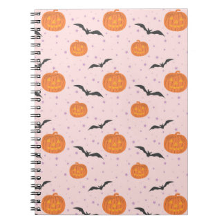 Carnet Cute Retro Halloween Citrouilles et chauves-souris