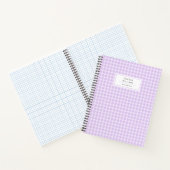 Carnet Cute Retro Lilac En vichy Plaid Personnalisé (Intérieur)