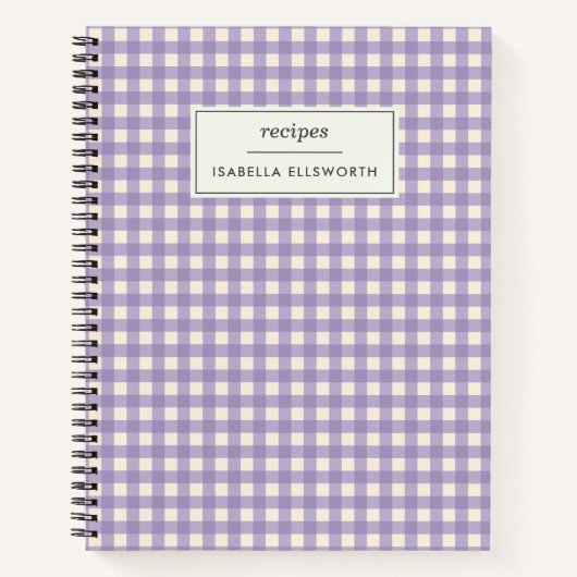Carnet Cute Retro Lilac En vichy Plaid Recette personnali (Devant)
