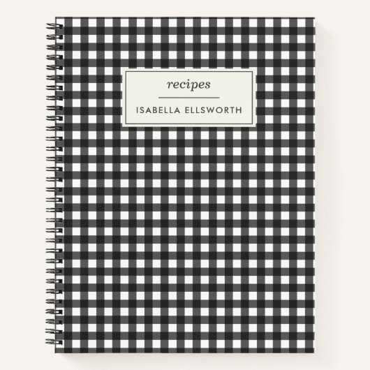 Carnet Cute Retro Noir En vichy Plaid Recette personnalis (Devant)
