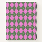 Carnet Cute Retro Preppy rose Jacquard vert personnalisé (Dos)