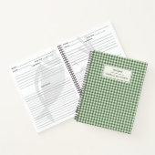 Carnet Cute Retro Vert En vichy Plaid Recette personnalis (Intérieur)