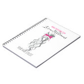 Carnet Cute Rose Bow Gris et Blanc Braider Hair Style (Côté gauche)