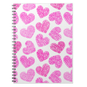 Carnet Cute rose Doodled Heart Valentine's Day Motif