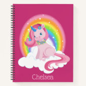 Carnet Cute rose Unicorn et arc-en-ciel Personnalisé (Devant)