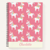 Carnet Cute rose Unicorn Motif personnalisé (Devant)