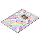 Carnet Cute rose Unicorne arc-en-ciel Nom personnalisé Ph (Côté gauche)