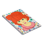 Carnet Cute Rouge Courlis cheveux Petite Fleur d'art (Côté Droit)