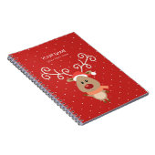 Carnet Cute Rudolph, dessin de rennes à nez rouge (Côté Droit)